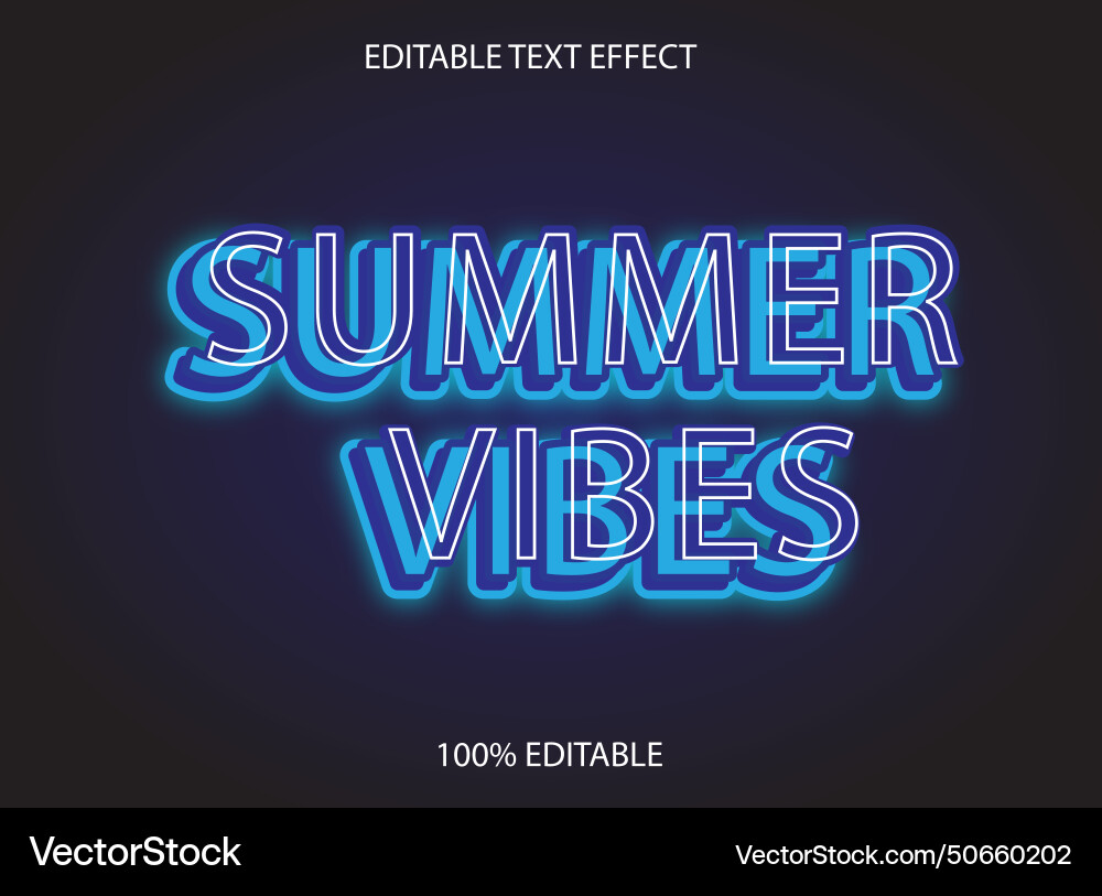 Summer vibes editable text effect 3d emboss Summer vibes editable text effect 3d emboss vector image