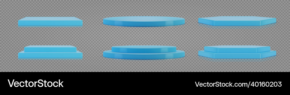 3d podiums set on transparent background empty vector image