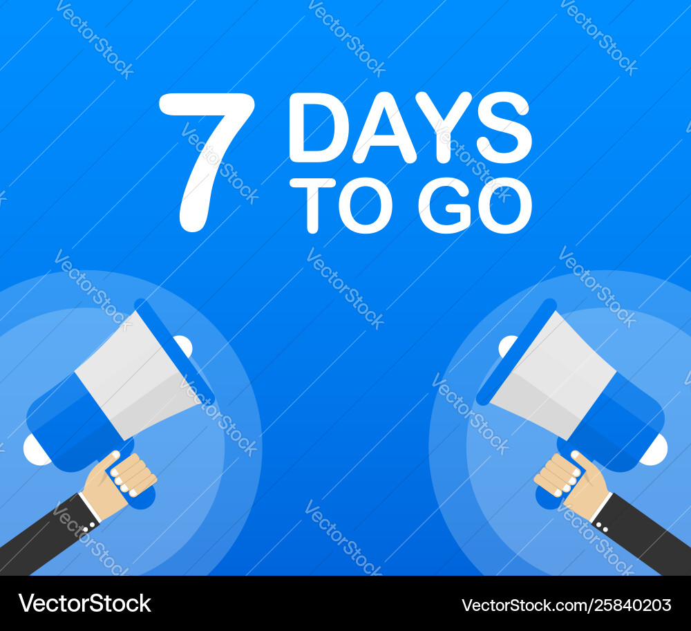 7 Tage zu gehen flache Ikone auf blauem Hintergrund Banner 7 Tage zu gehen flache Ikone auf blauem Hintergrund Banner vektorbild