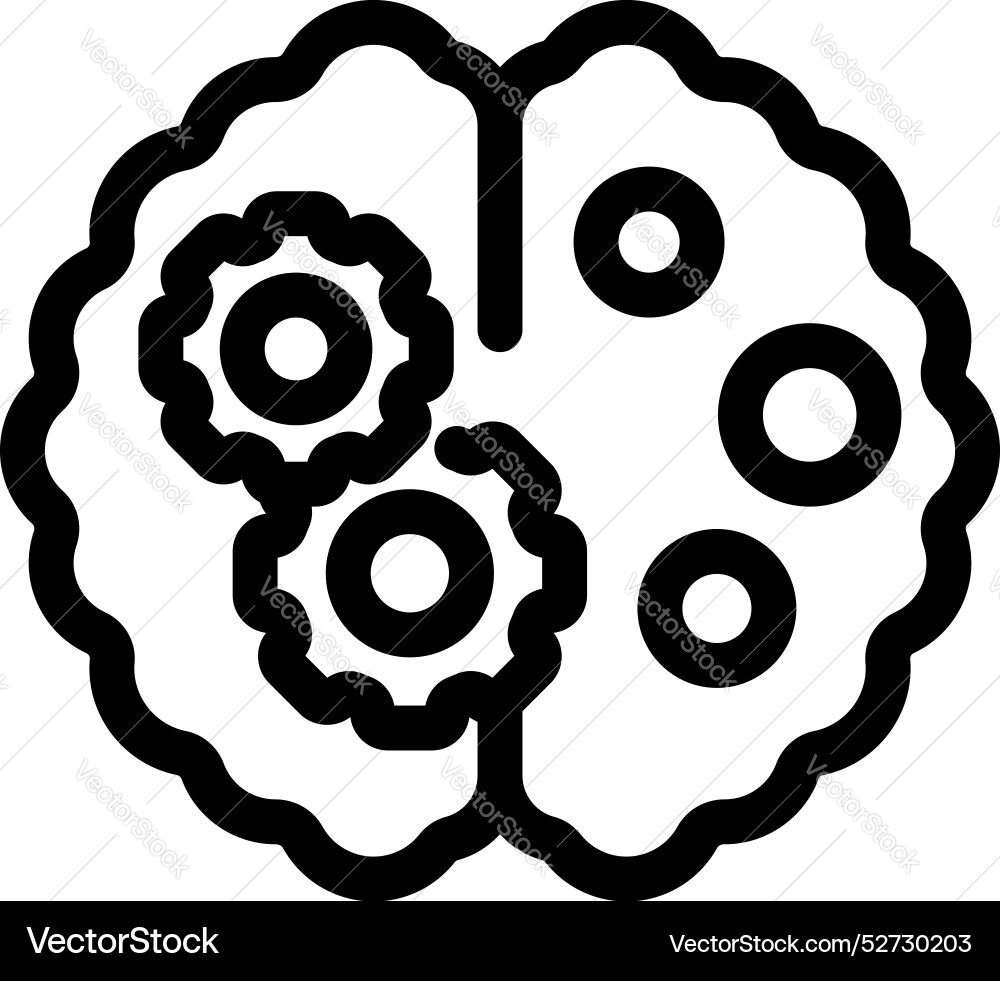 Brain working with gears turning representing Brain working with gears turning representing Vector Image