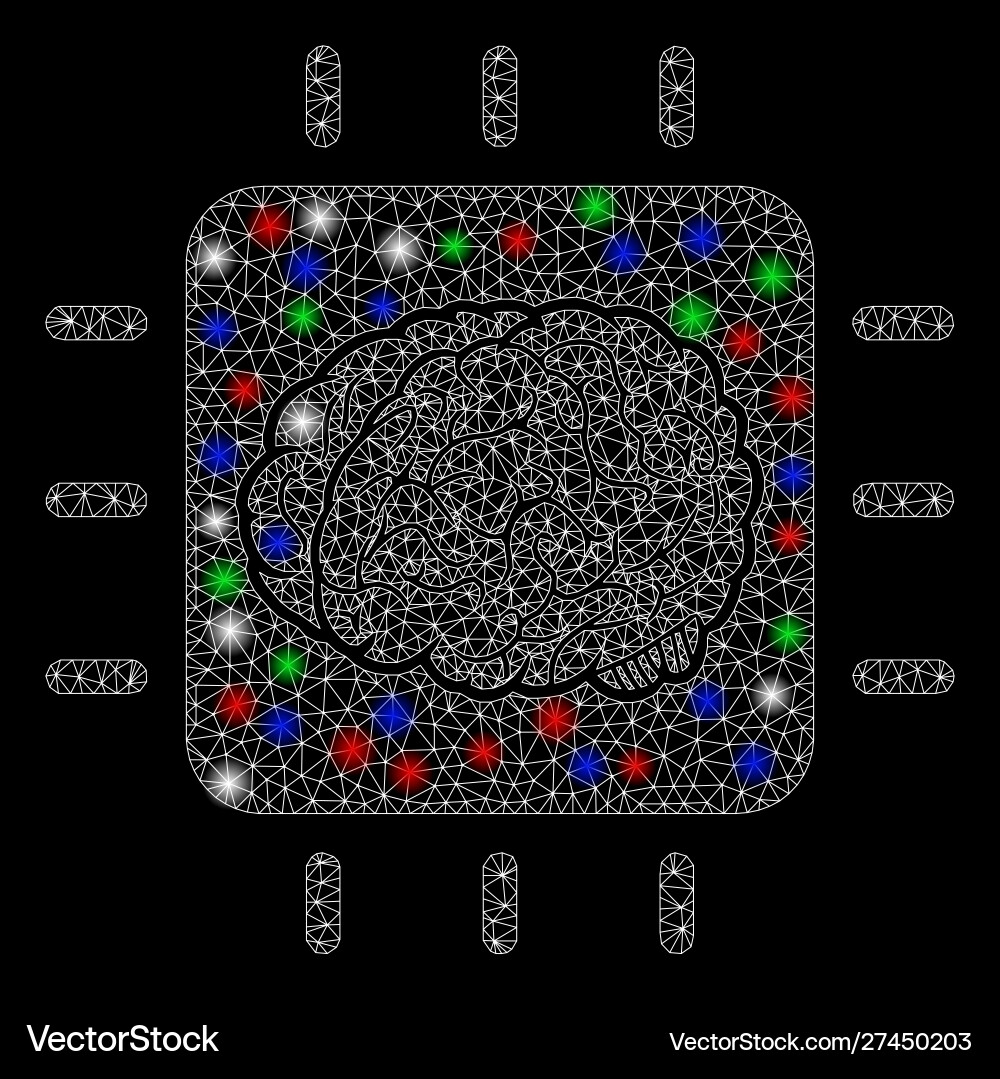 Bright mesh wire frame neural processor with light vector image