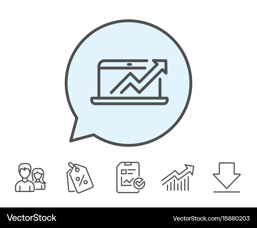 Data analysis and statistics line icon computer vector image