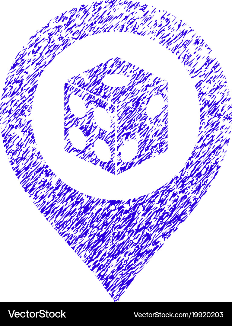 Dice map pointer icon grunge watermark vector image
