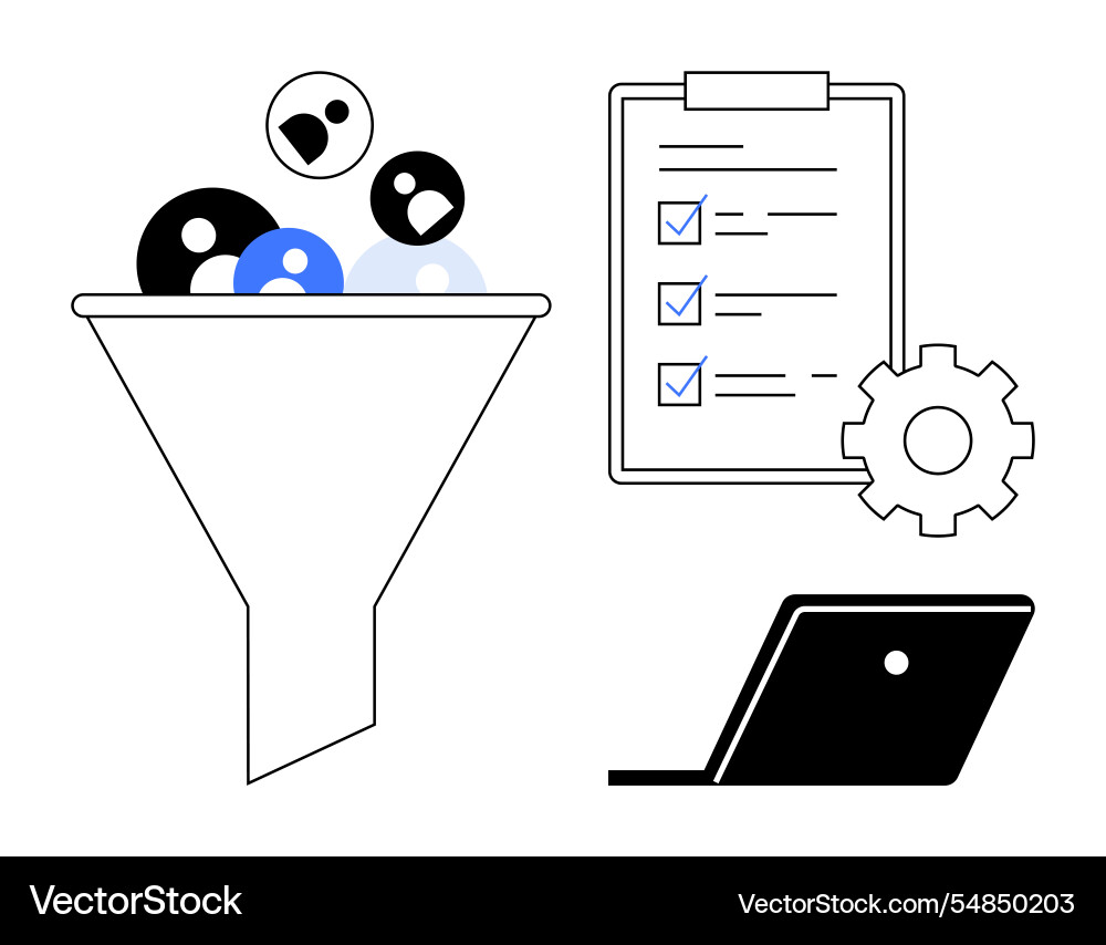 Effizienter Workflow mit Trichterfilteraufgabe vektorbild