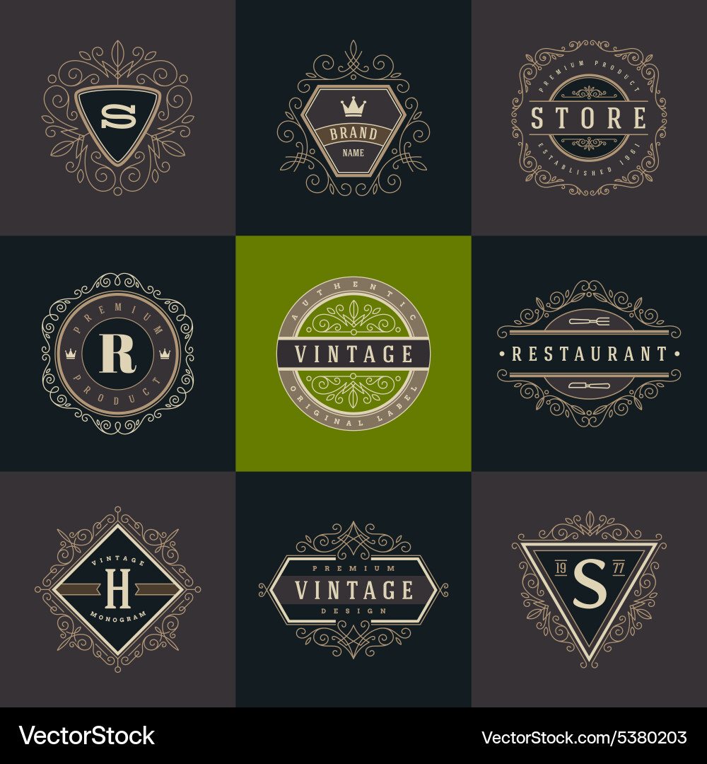 Elegant Monogram Logo Set Vector Image