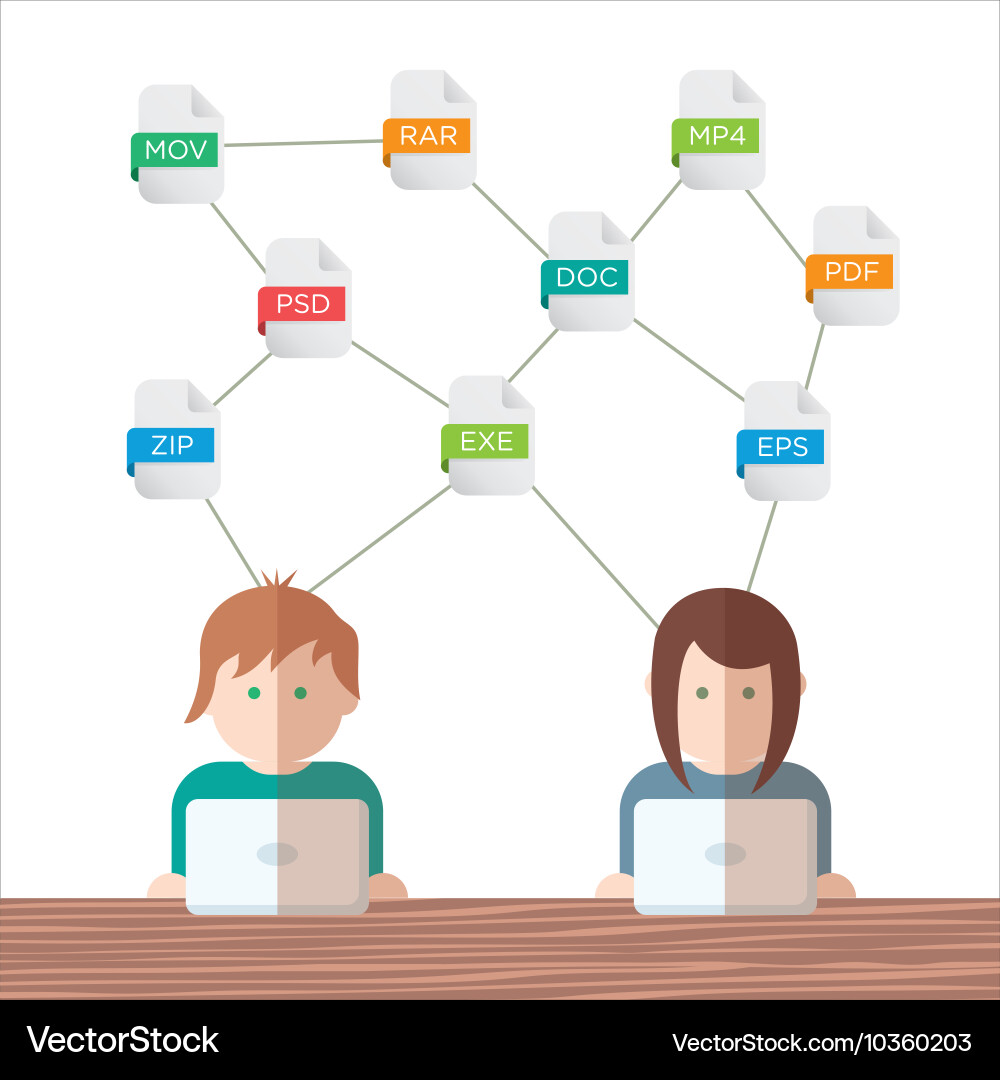 File extensions people with computers vector image