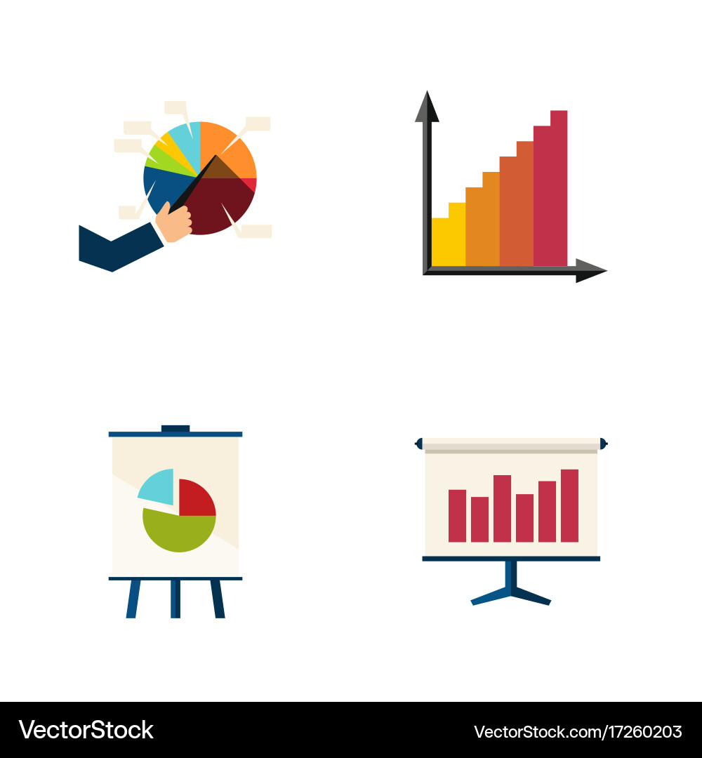 Flache Icon-Chart-Set von Diagrammüberwachungssegment Vektorbild