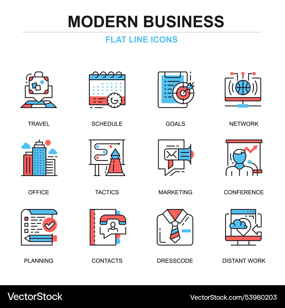 Flat line business and development icons concepts Flat line business and development icons concepts vector image