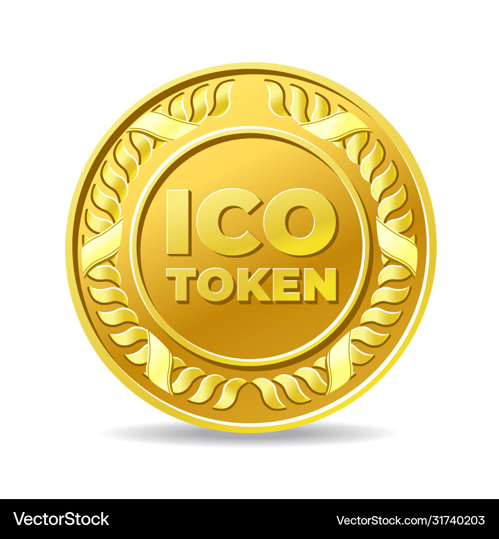Golden ico token coin icon – Royalty-Free Vector | VectorStock