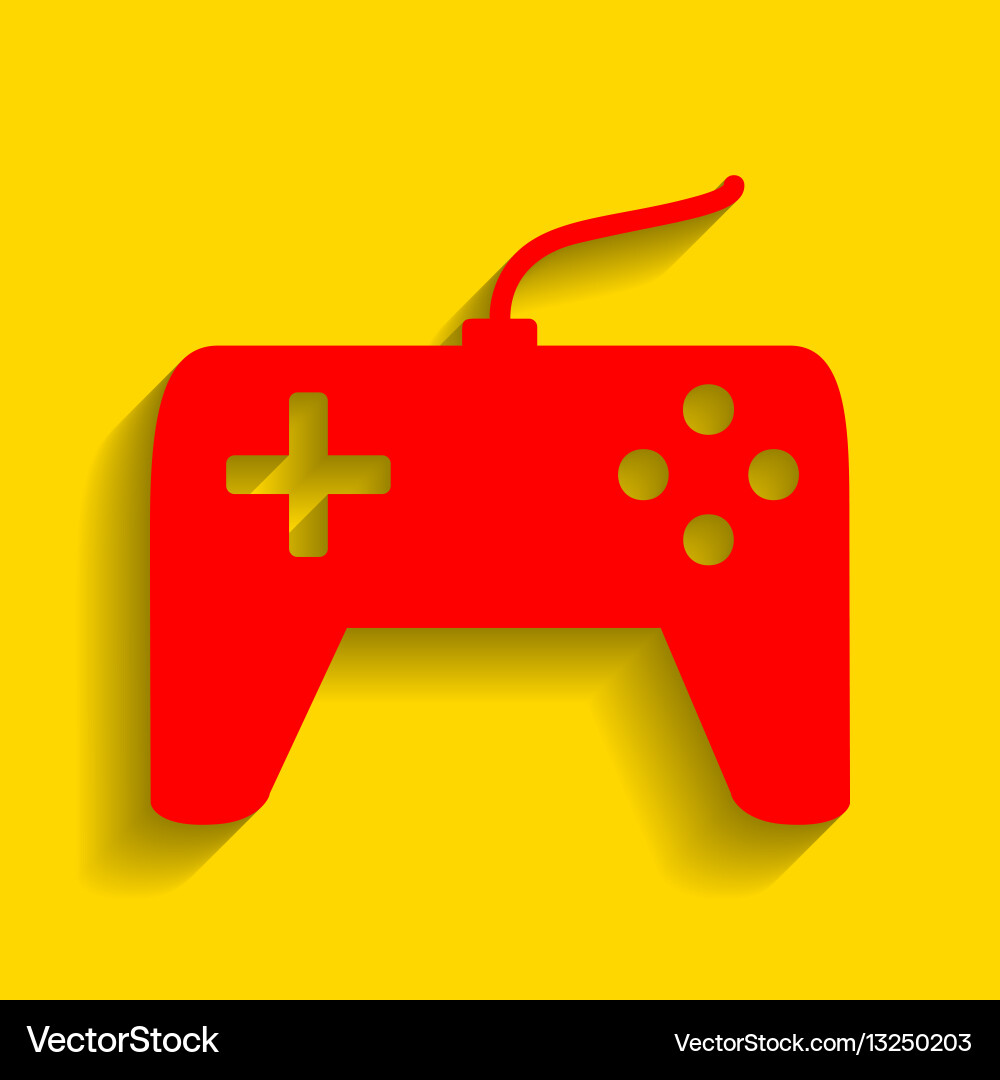 Joystick simple sign red icon with soft vector image