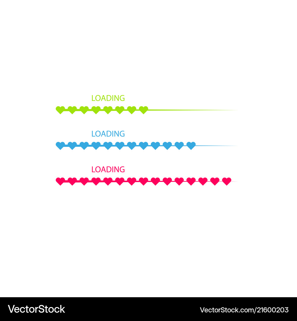Progress status bar icon love loading collection Progress status bar icon love loading collection vector image