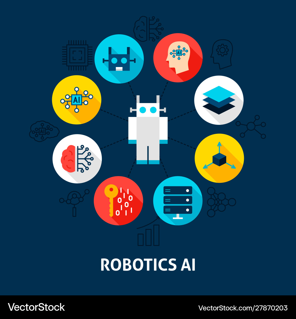Robotics ai concept icons Robotics ai concept icons vector image
