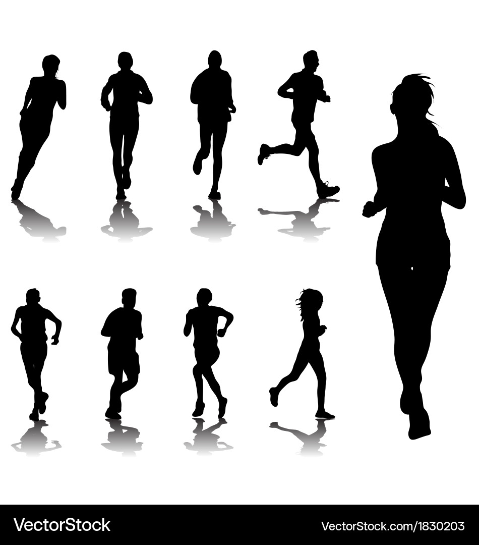 Running Silhouette with Shadows Vector Image