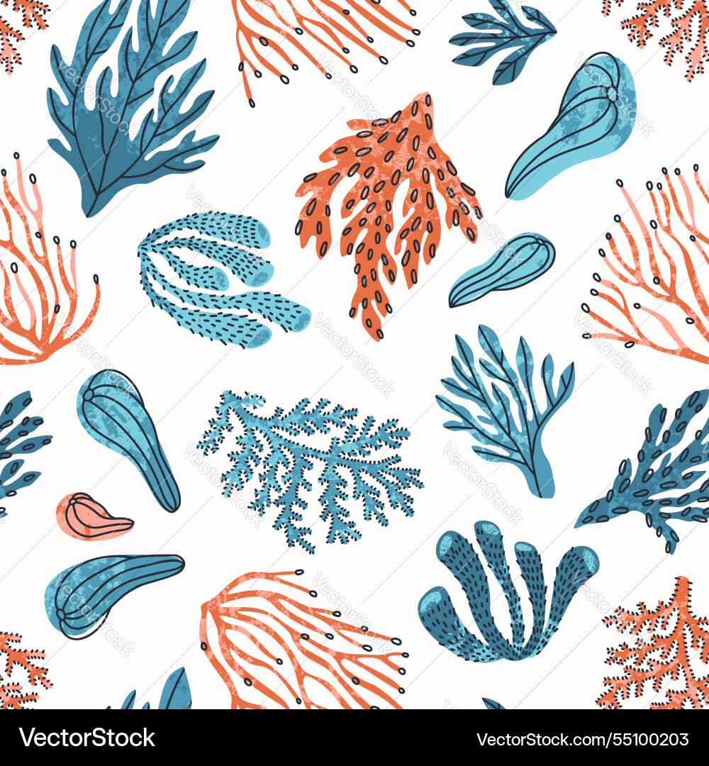 Seamless pattern with corals and underwater Vector Image