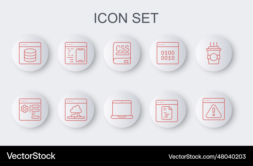 Set line browser with exclamation mark setting Set line browser with exclamation mark setting vector image