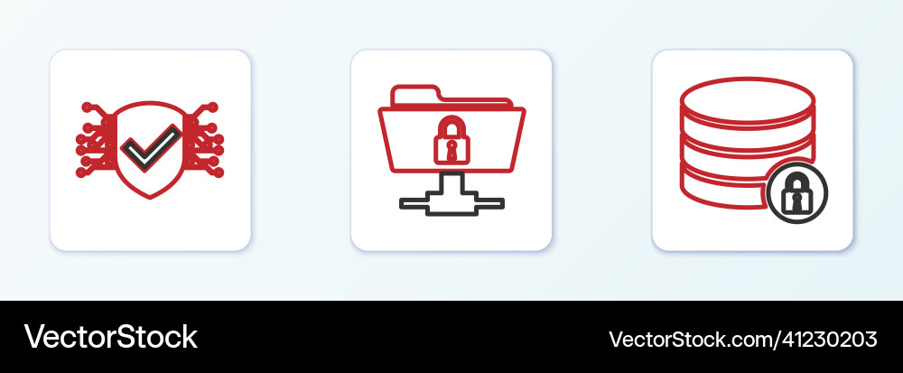 Set line server security with lock cyber and ftp Set line server security with lock cyber and ftp vector image