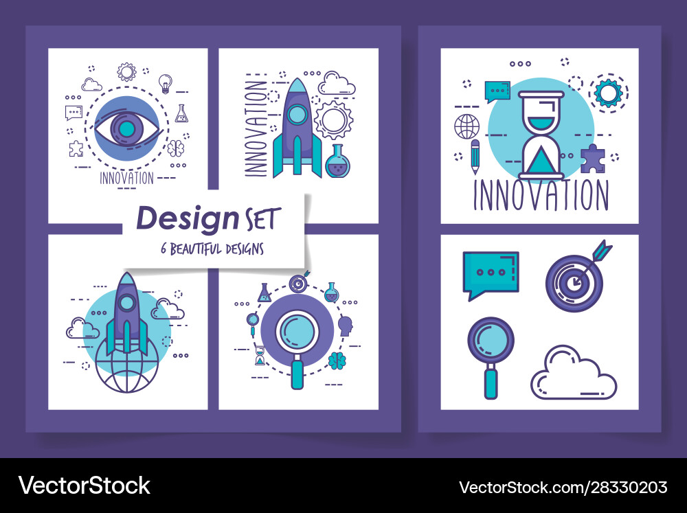 Set six designs teamwork with icons Vector Image