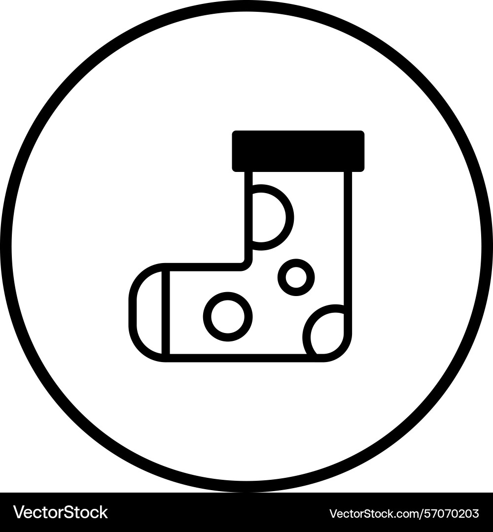 Simple polka dot sock icon within a circular Vector Image