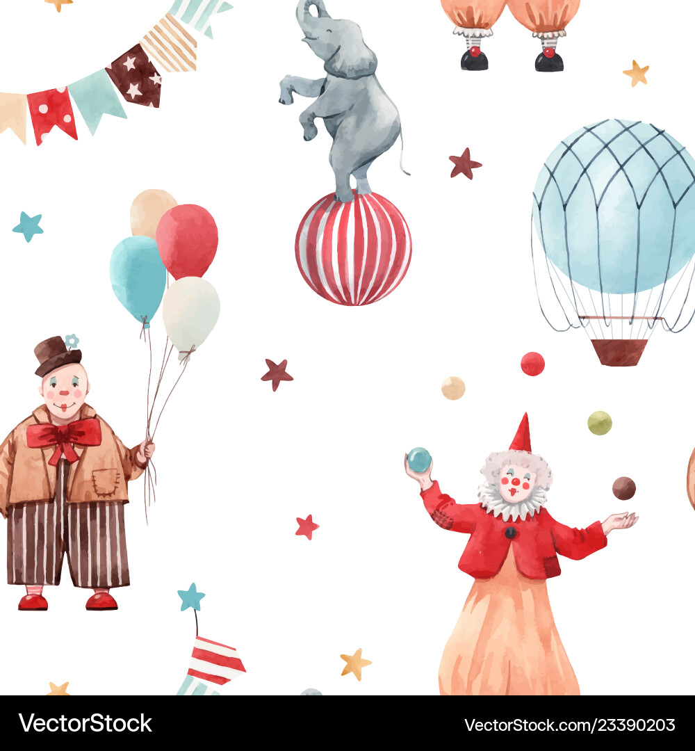 Watercolor circus pattern Royalty Free Vector Image