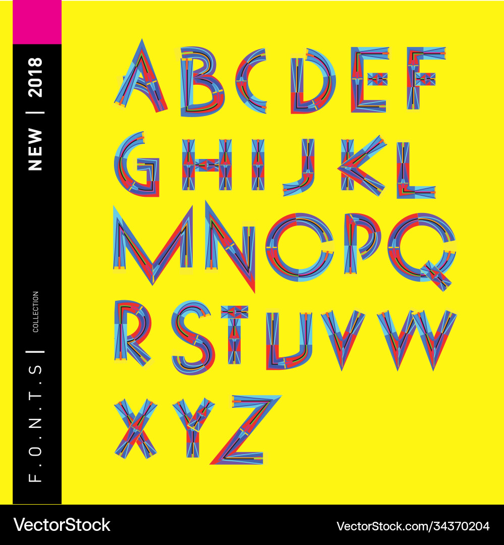 Abstract colorful font and alphabet Abstract colorful font and alphabet Vector Image