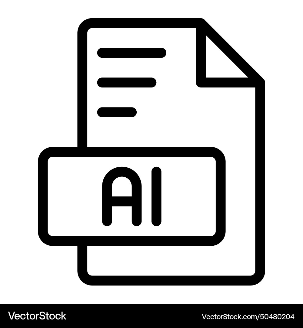 Ai outline style design image file icon Ai outline style design image file icon Vector Image
