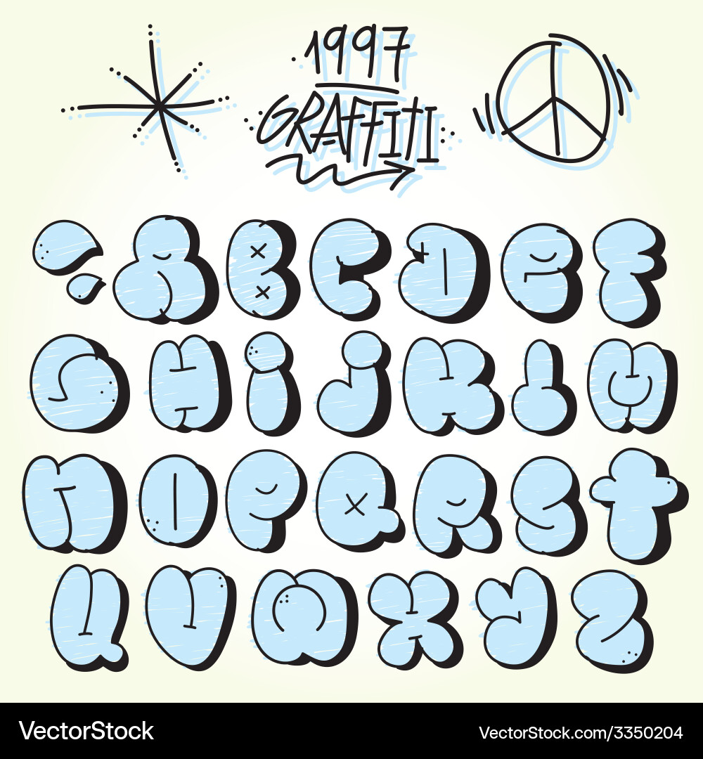 Bubble Graffiti Font Set vector image