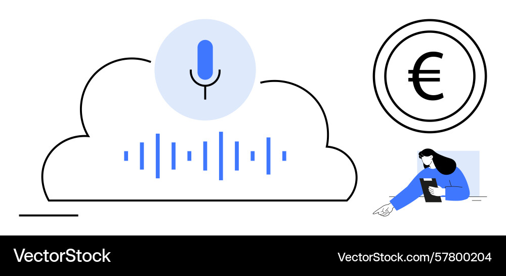 Cloud-based voice recognition with sound waves vector image