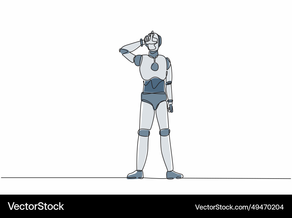 Continuous one line drawing robot making l symbol Vector Image