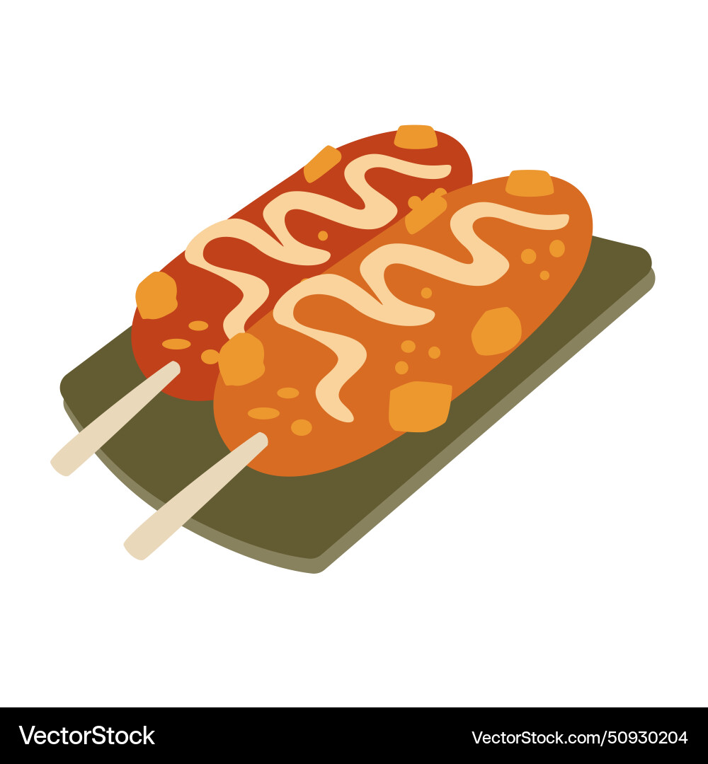 Corn dog with mozzarella cheese in a plate Vector Image