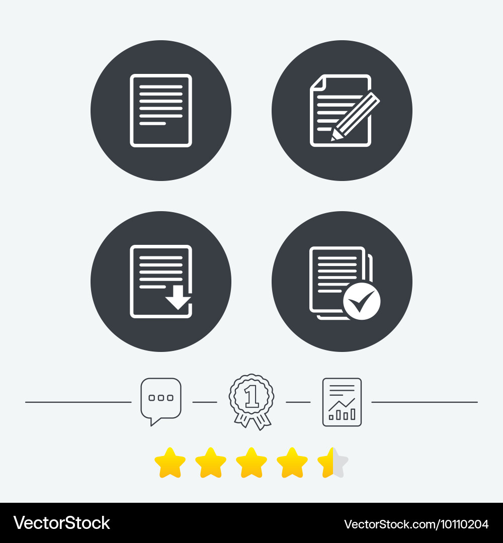 Document icons download file and checkbox vector image