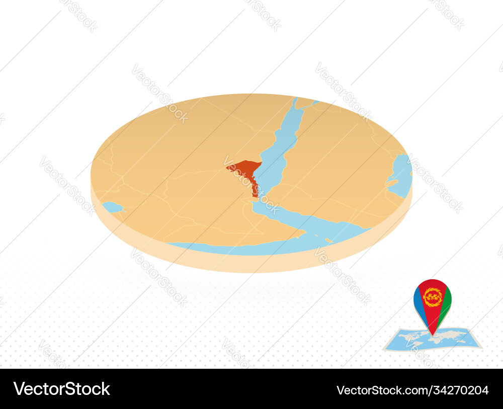 Eritrea map designed in isometric style orange vector image