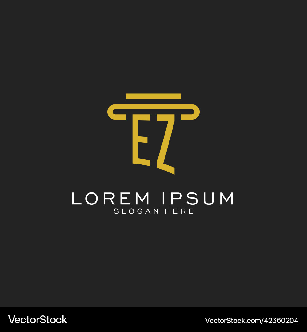 Ez initial logo with simple pillar style design Ez initial logo with simple pillar style design vector image