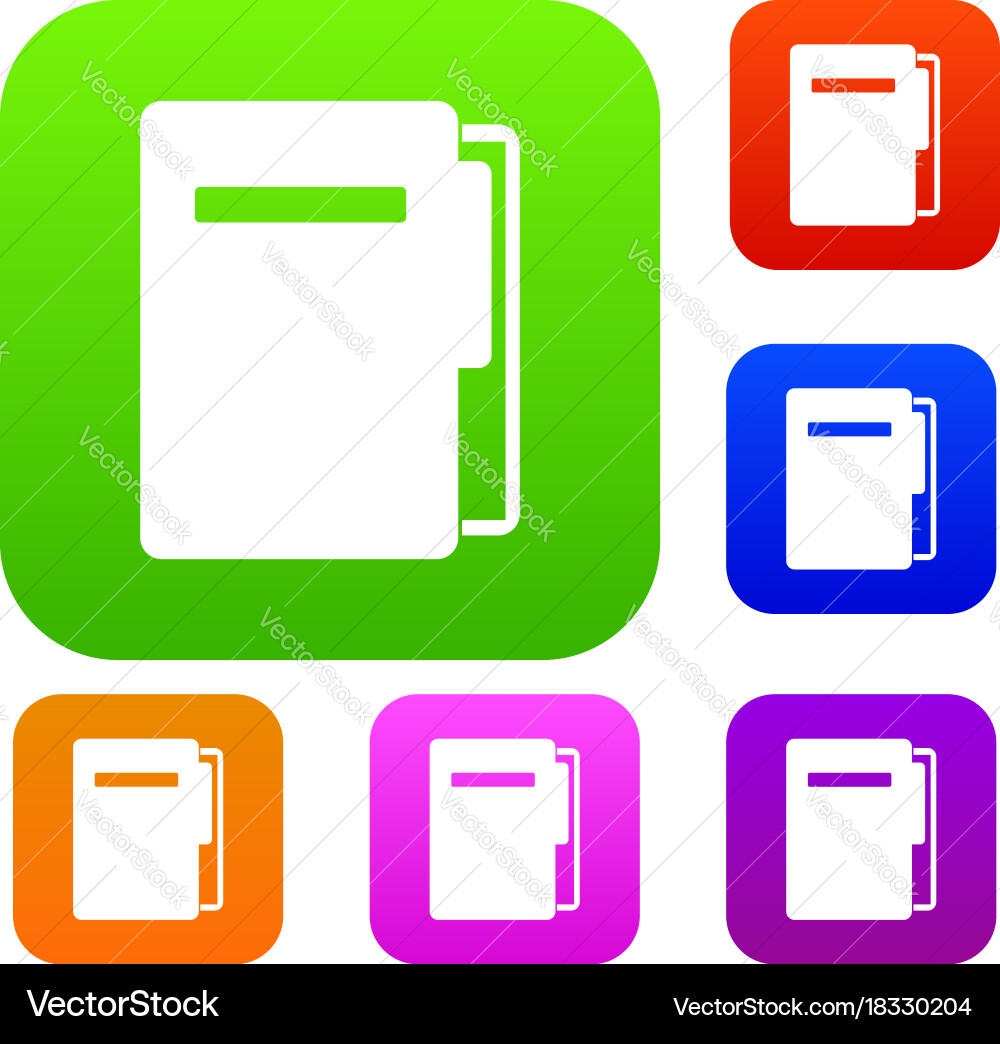 File folder set color collection vector image