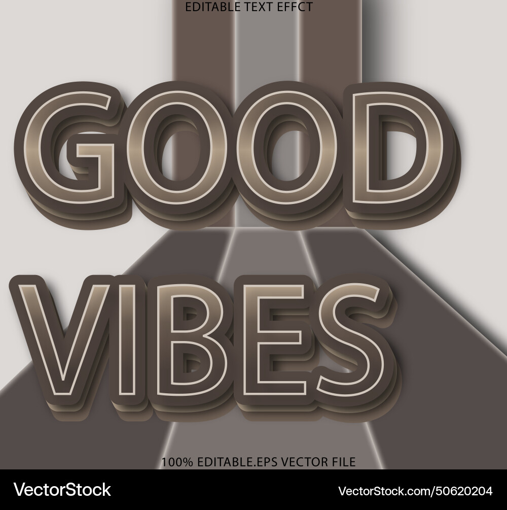 Good vibes editable text effect 3d emboss Vector Image