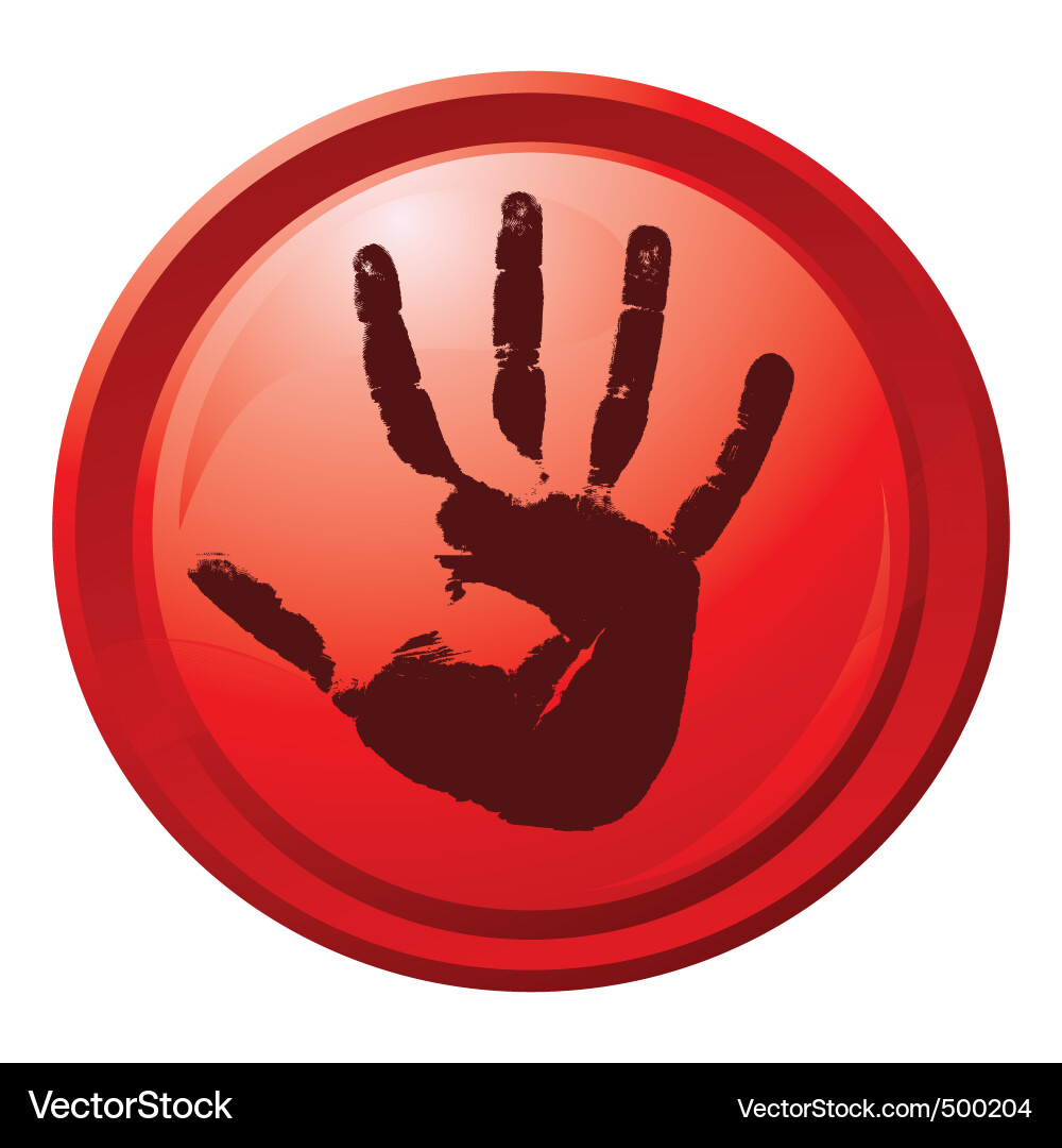 Hand Print Button Vector Image