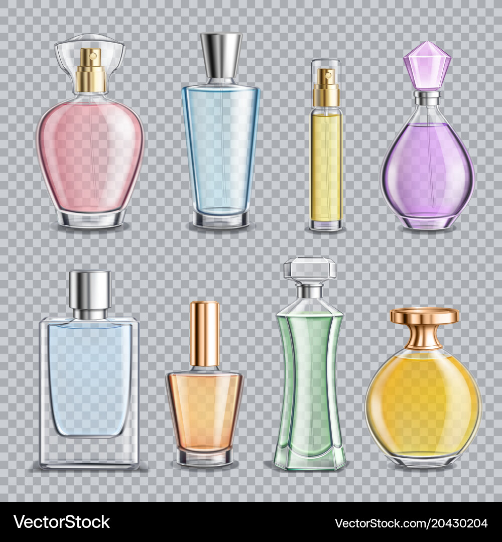 Perfume Glass Bottles - Transparent Background Vector Image