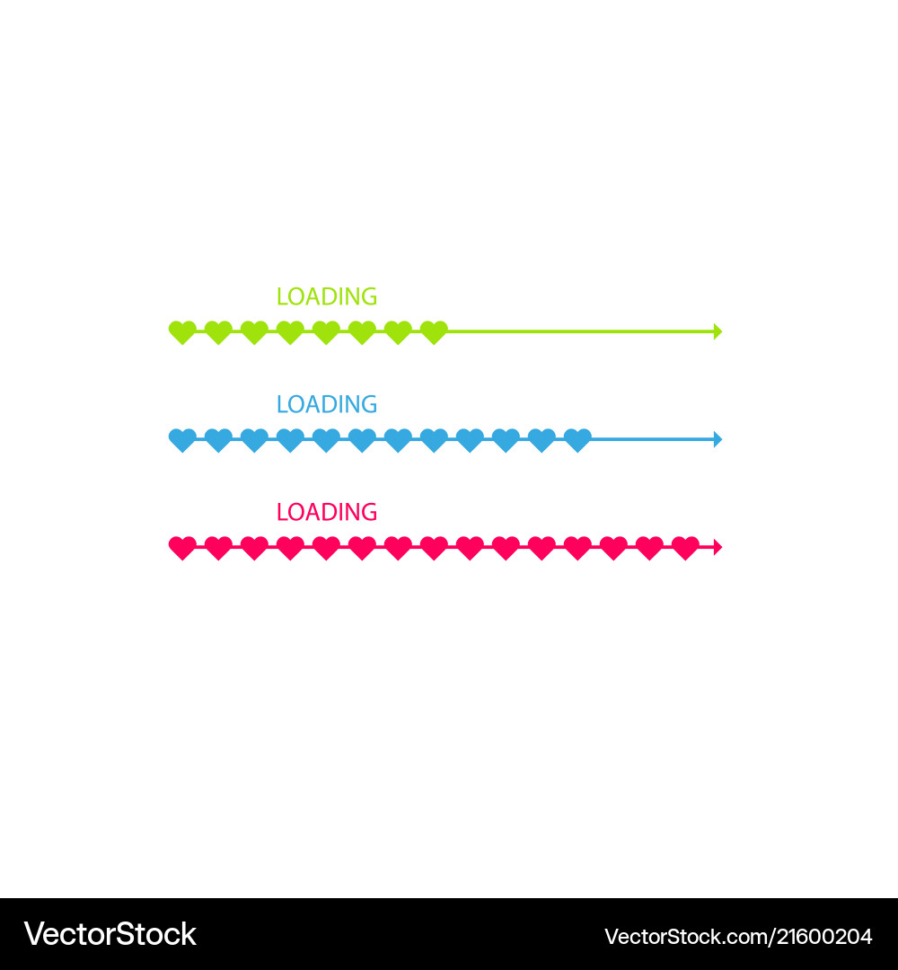 Progress status bar icon love loading collection Progress status bar icon love loading collection vector image