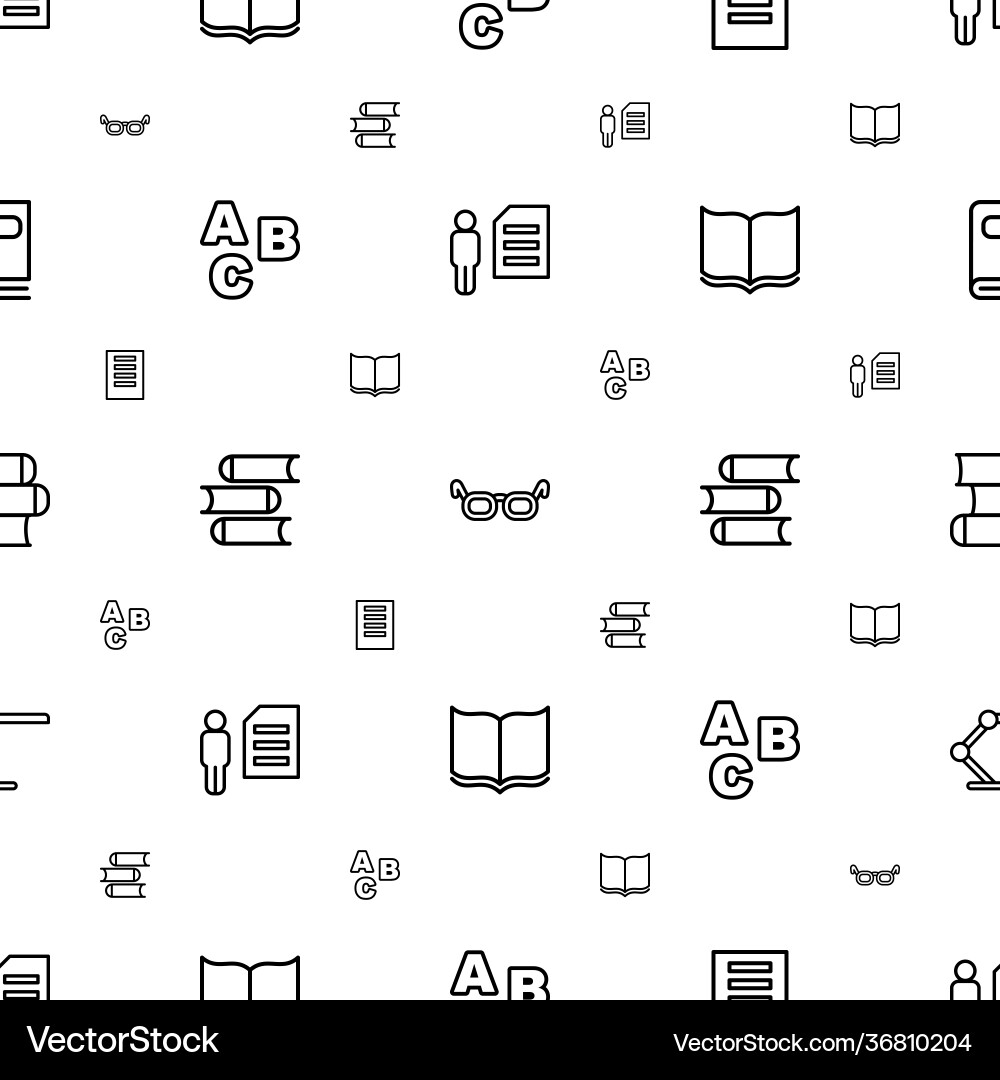 Reading icons pattern seamless white background vector image