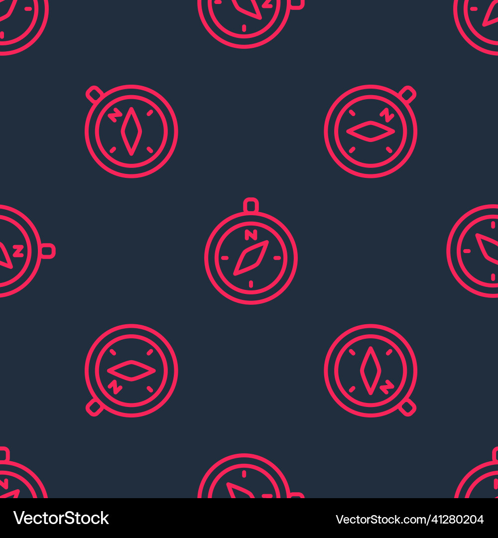 Red line compass icon isolated seamless pattern Red line compass icon isolated seamless pattern vector image