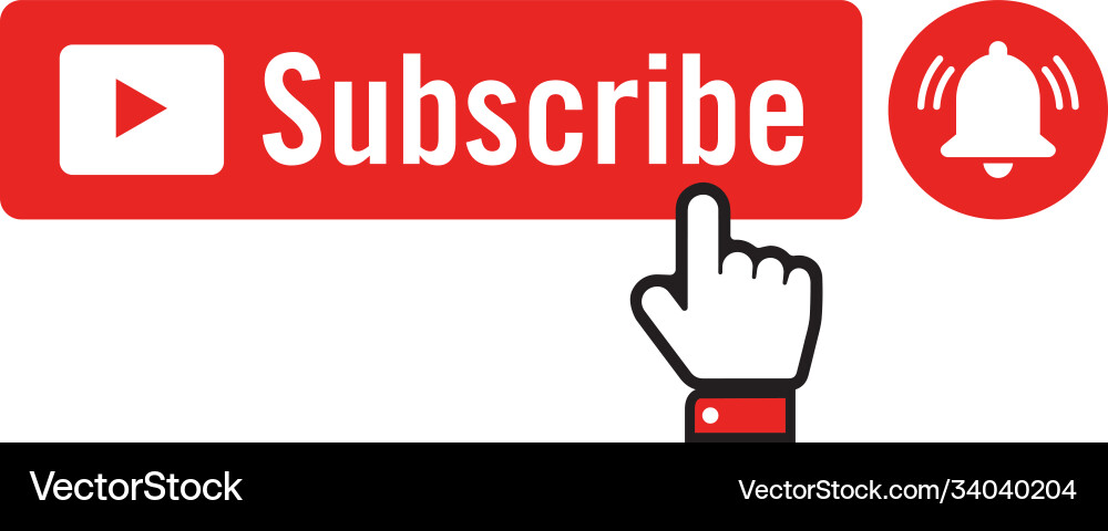 Red Subscribe Button with Bell vector image