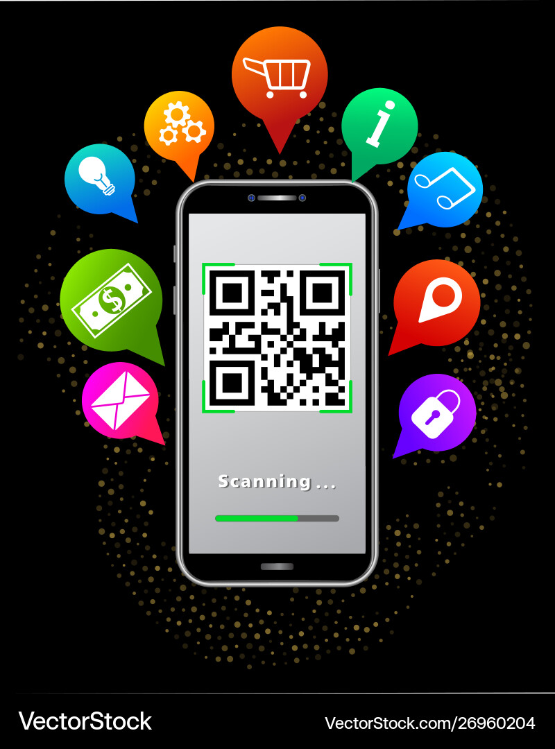 Scannen von Qr-Code mit Smartphone isoliert Scannen von Qr-Code mit Smartphone isoliert vektorbild