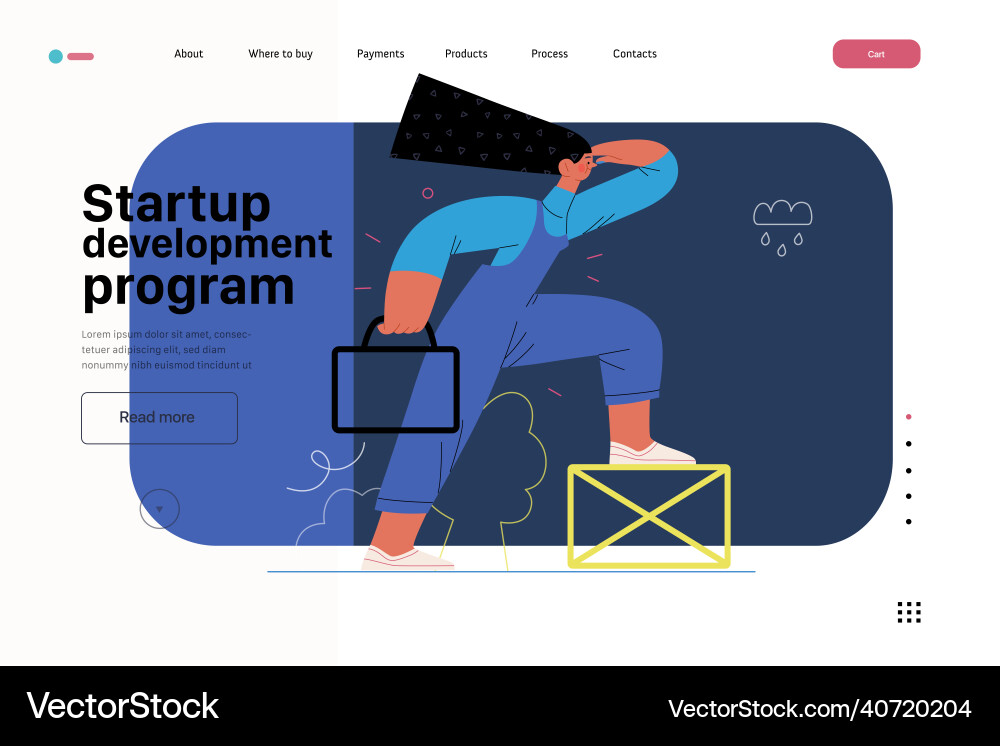Startup website landing template Startup website landing template vector image