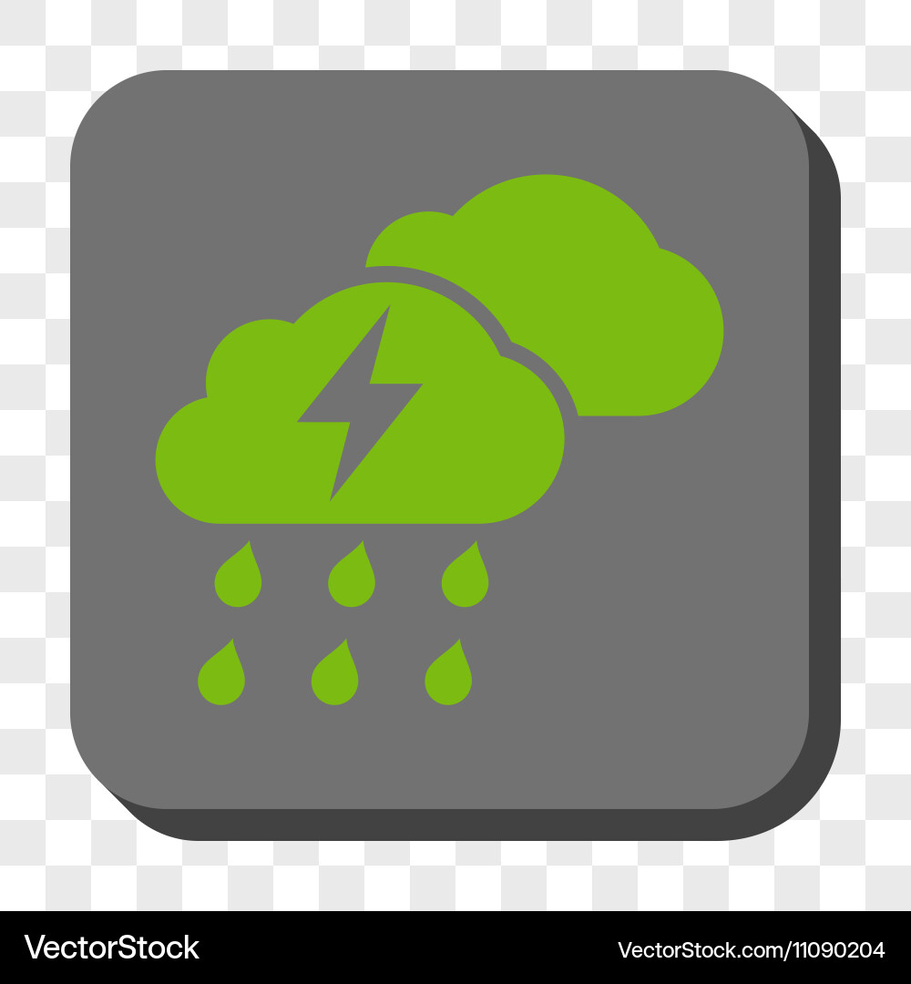 Thunderstorm clouds rounded square button vector image