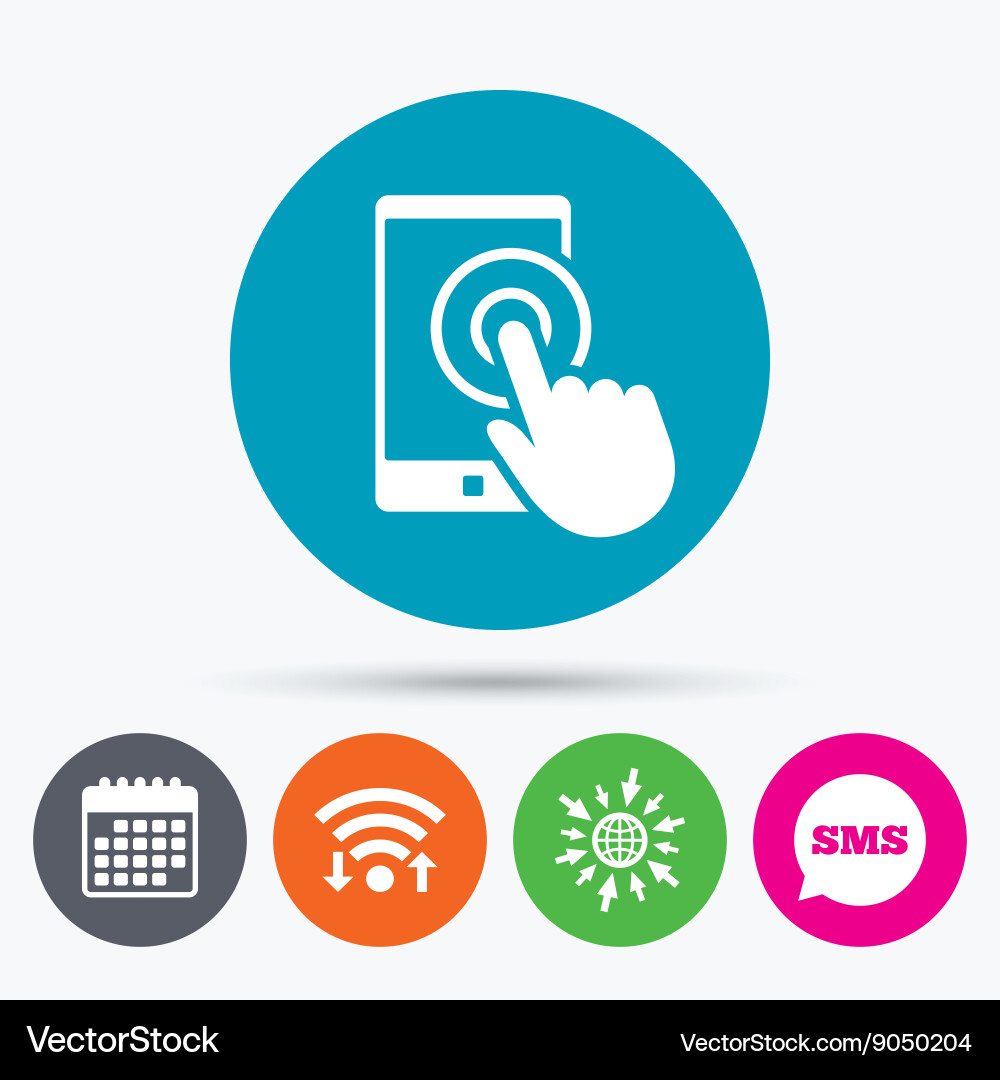 Touch screen smartphone sign icon hand pointer vector image