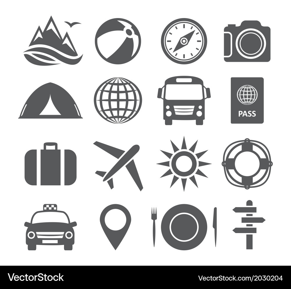 Travel and Tourism Icons Set Vector Image