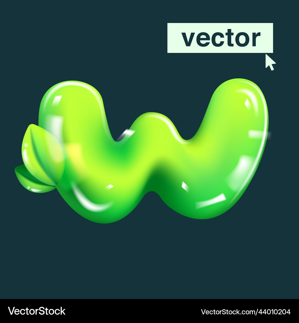 W letter eco logo in realistic 3d design W letter eco logo in realistic 3d design vector image
