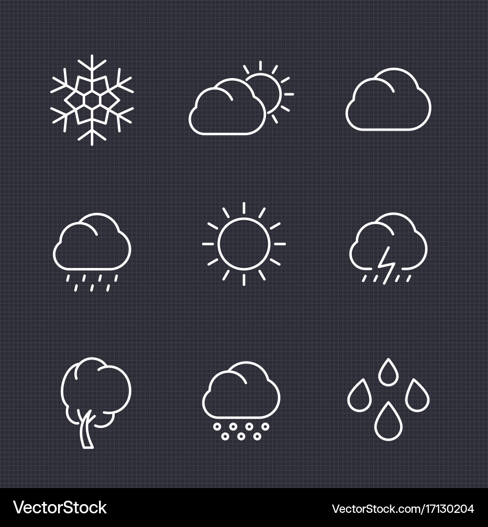 Weather icons set in linear style vector image
