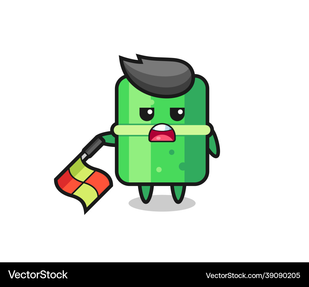 Bamboo character as line judge hold the flag down Bamboo character as line judge hold the flag down vector image