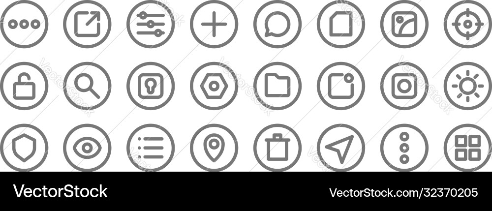 Basic ui line icons linear set quality Basic ui line icons linear set quality vector image
