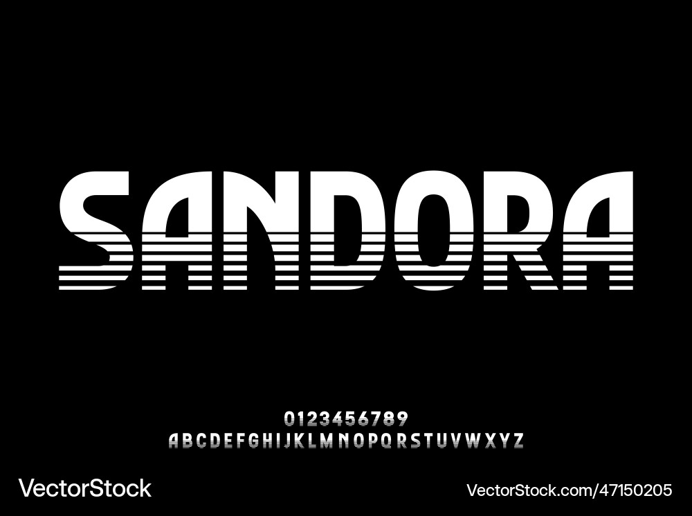 Creative modern retro display font with stripe vector image